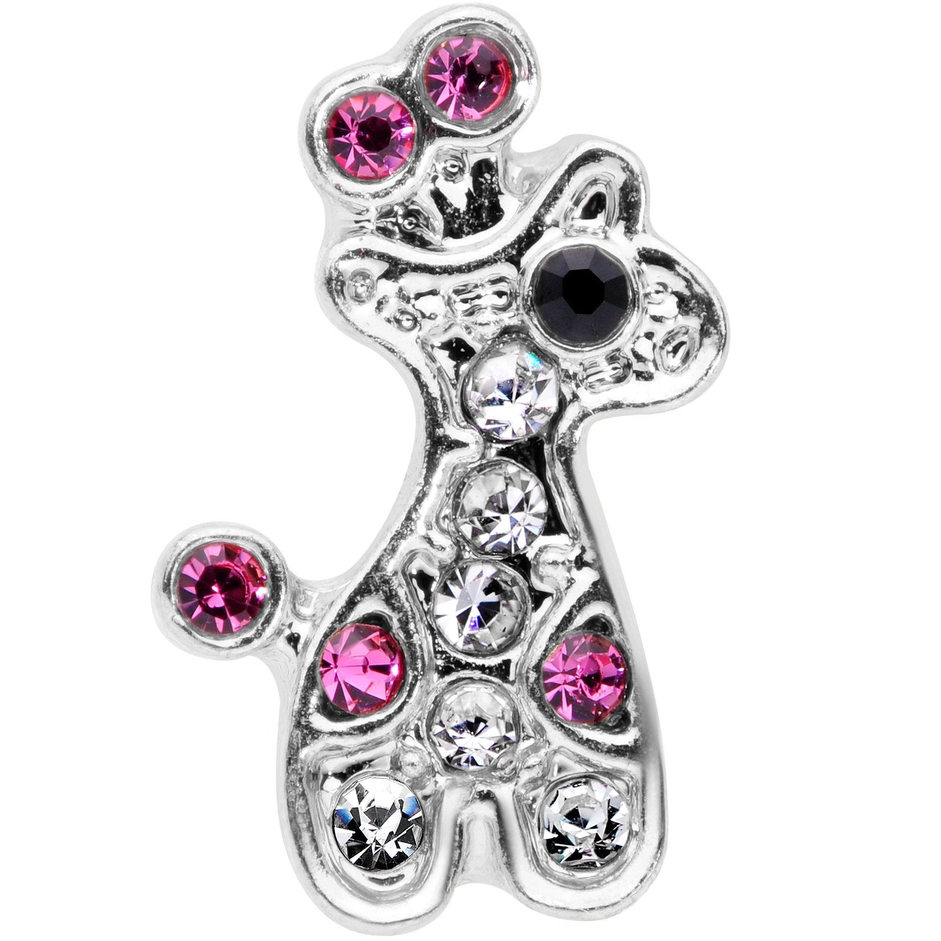 16G 1/4 Clear Pink Gem Giraffe Cartilage Tragus