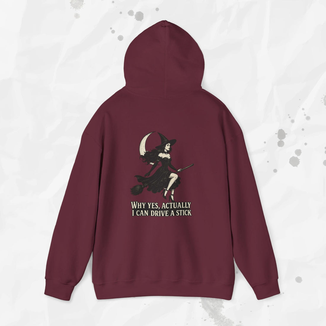Witch Graphic Hoodie Why Yes Actually I Can Drive a Stick Pullover - Image 5