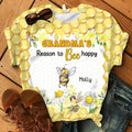 Personalized Grandma AOP T-shirt - Gift Idea For Grandma/Mother - Up to 10 Kids - Grandma's Reasons To Bee Happy