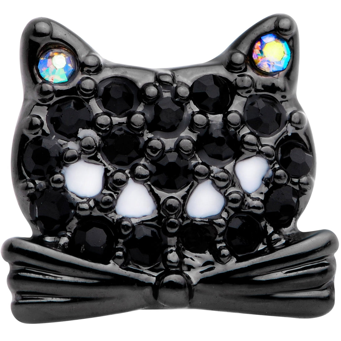 16G 1/4 Black Aurora Gem Crafty Kitty Cat Cartilage Tragus Earring