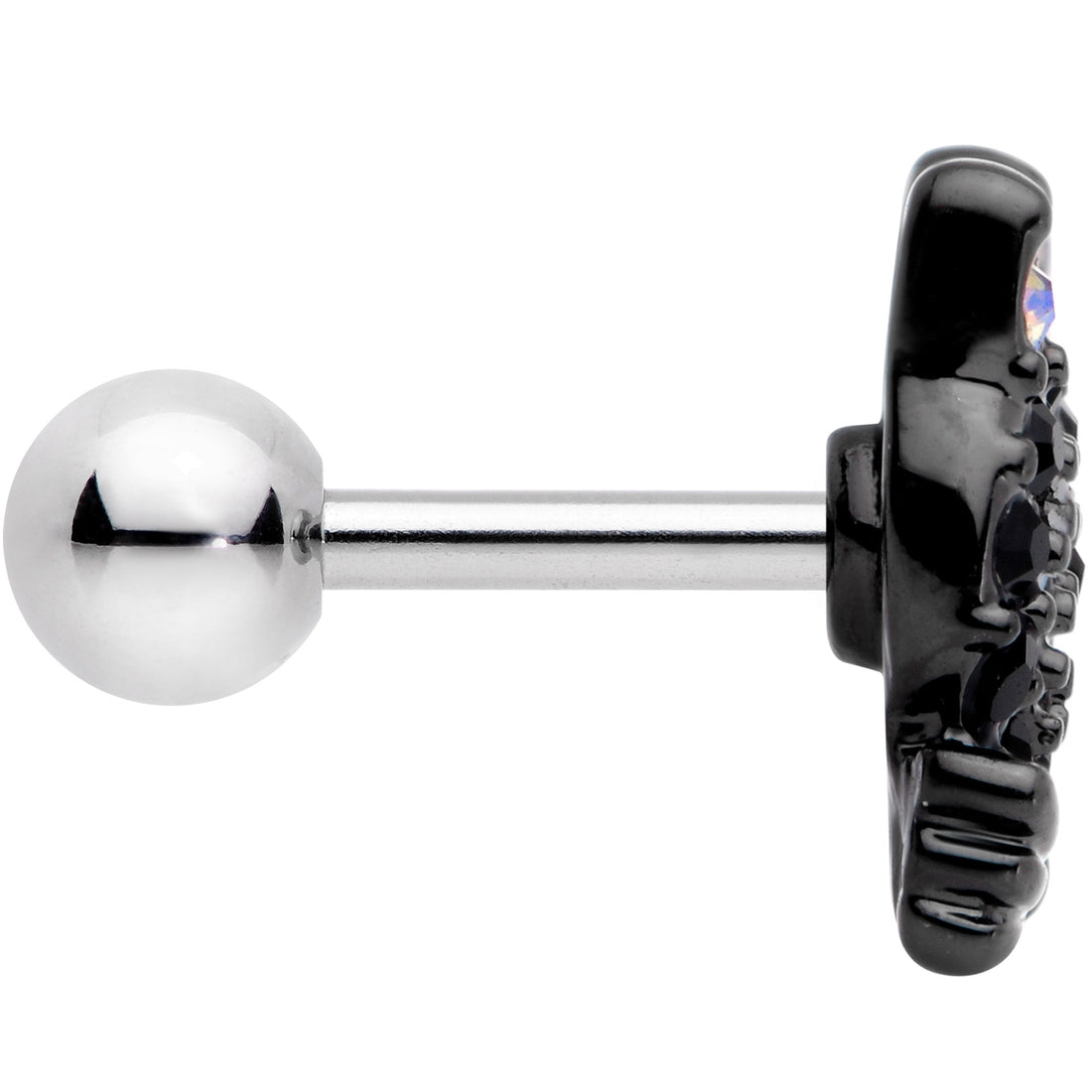 16G 1/4 Black Aurora Gem Crafty Kitty Cat Cartilage Tragus Earring