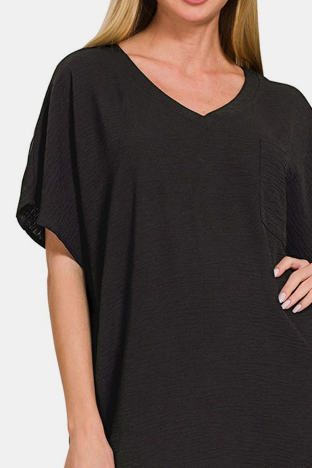 V-Neck Casual Tee Dress with Pockets
