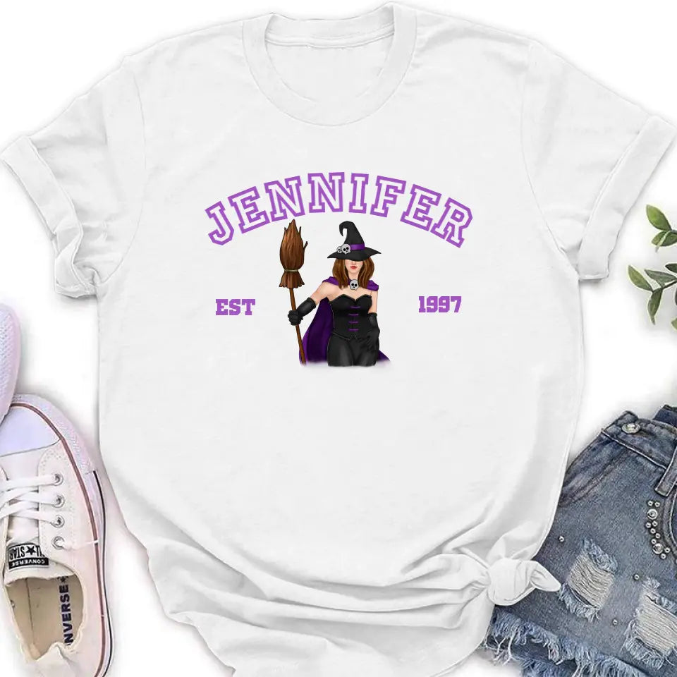 Personalized Witch T-shirt/Long Sleeve/Sweatshirt/Hoodie - Halloween Gift Idea For Witch/Bestie - Custom Name