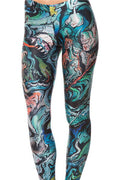 Women Mermaid Print Leggings Whimsical Ocean Fantasy Tights