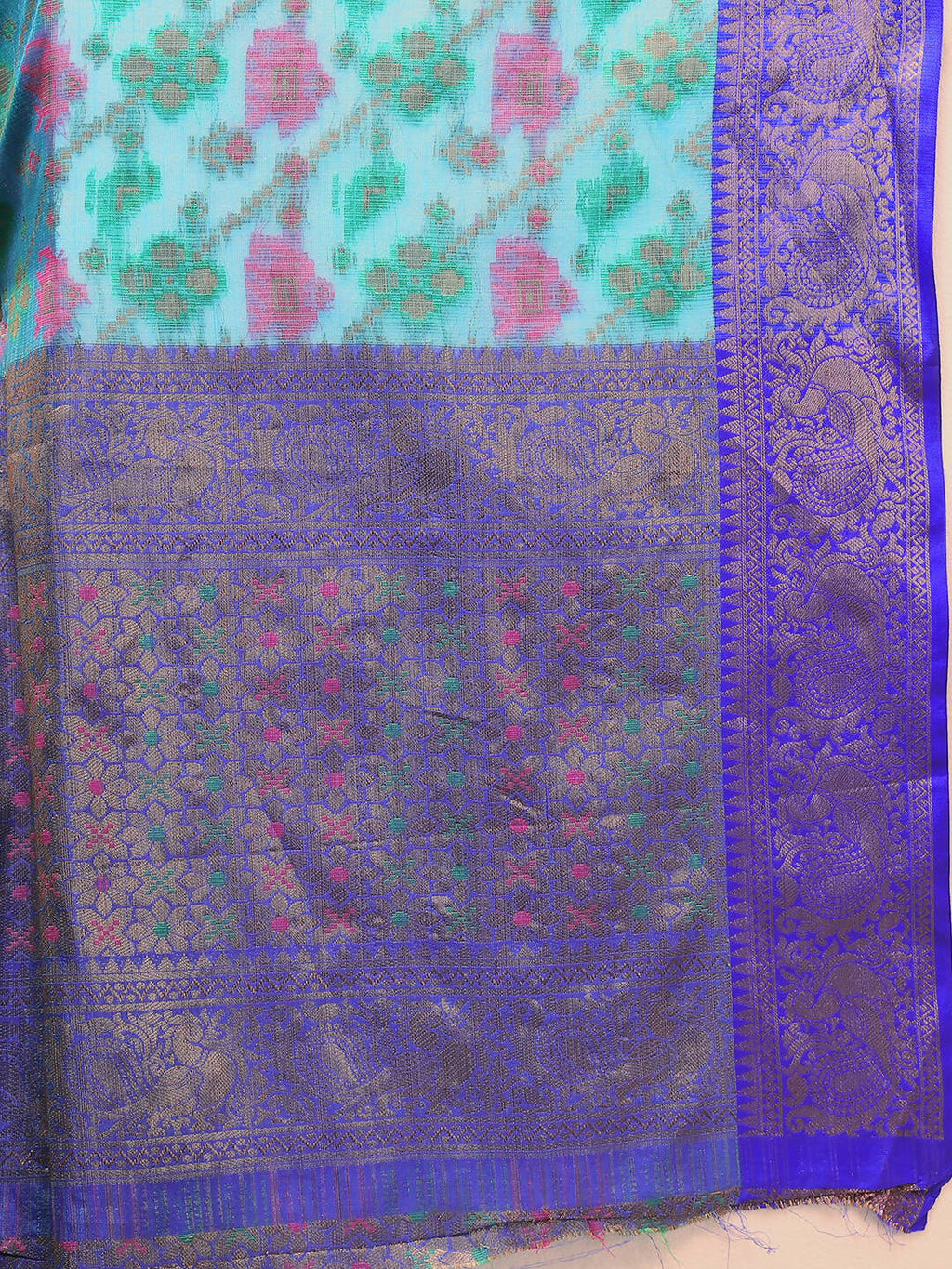 Lorenvalley Fashion Skyblue Cotton Woven Design Zari Meenakari Weaving Saree