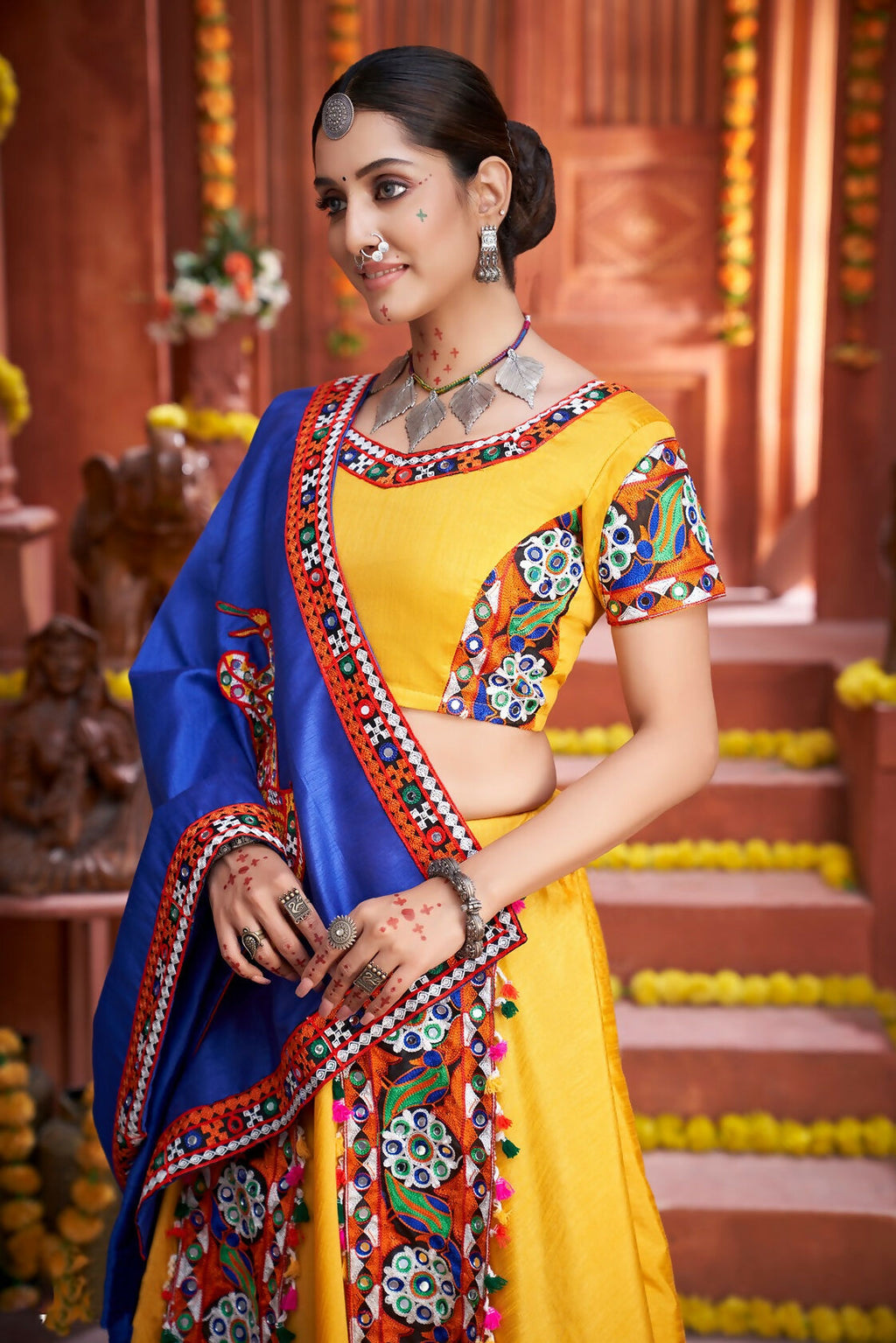 Yellow Art Silk Designer Lehenga Choli for Navratri Festival