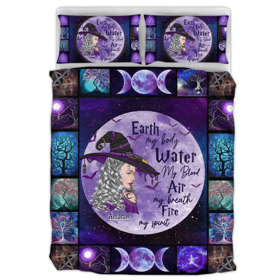 Witchcraft Themed Quilt Bed Set Purple Celestial Bedding - Image 2