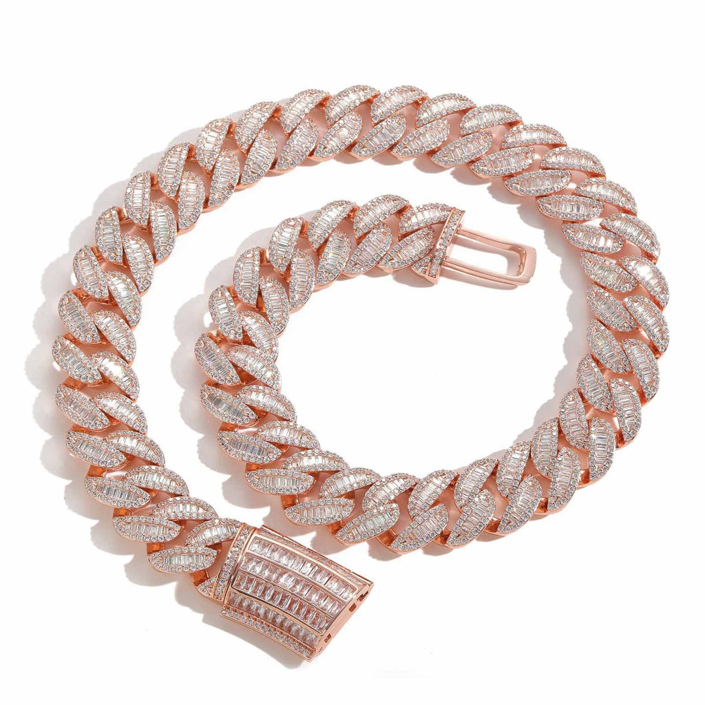 20mm Diamond-Encrusted Square Zircon Cuban Link Hip-Hop Necklace