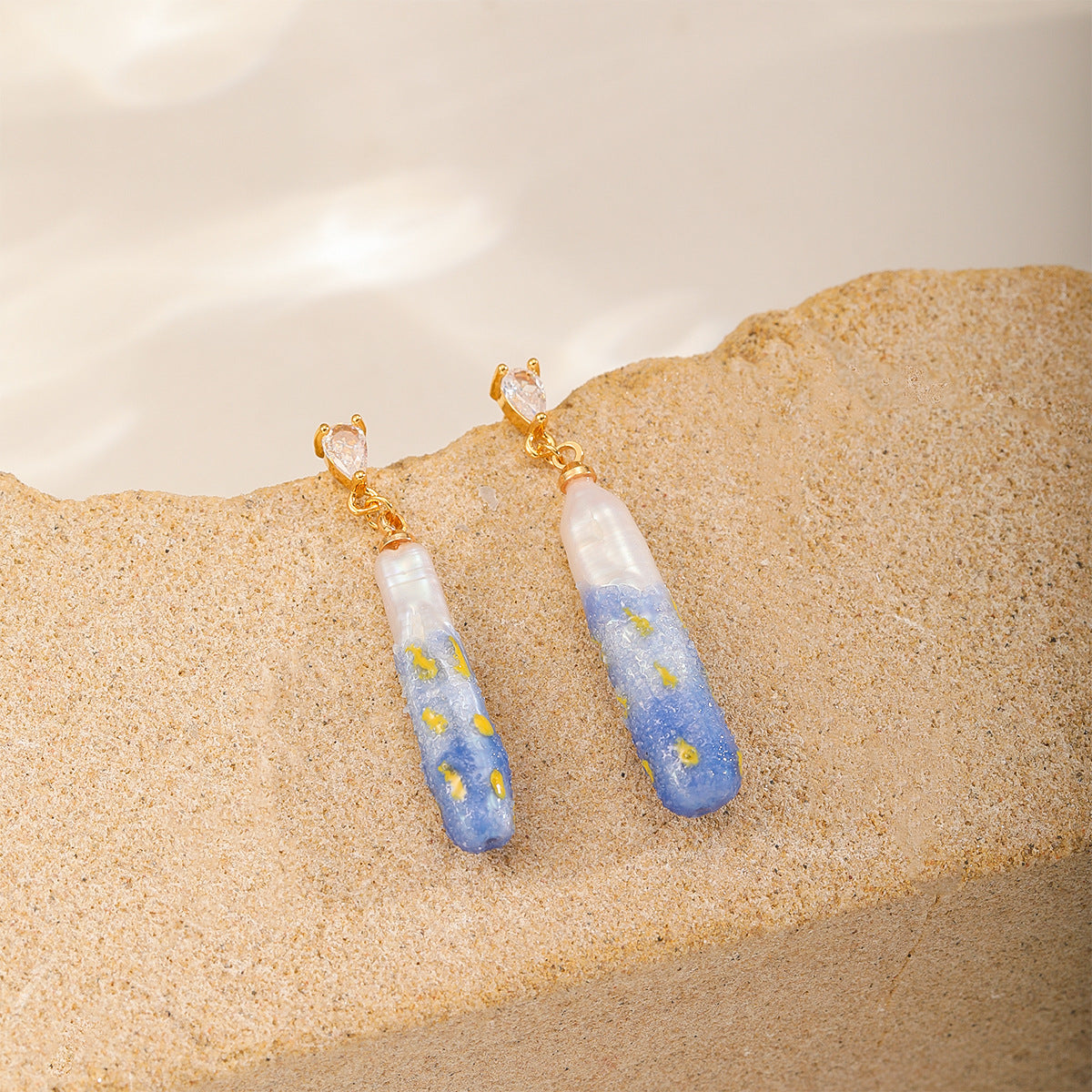 Vintage Long Bar Freshwater Pearl Earrings For Women