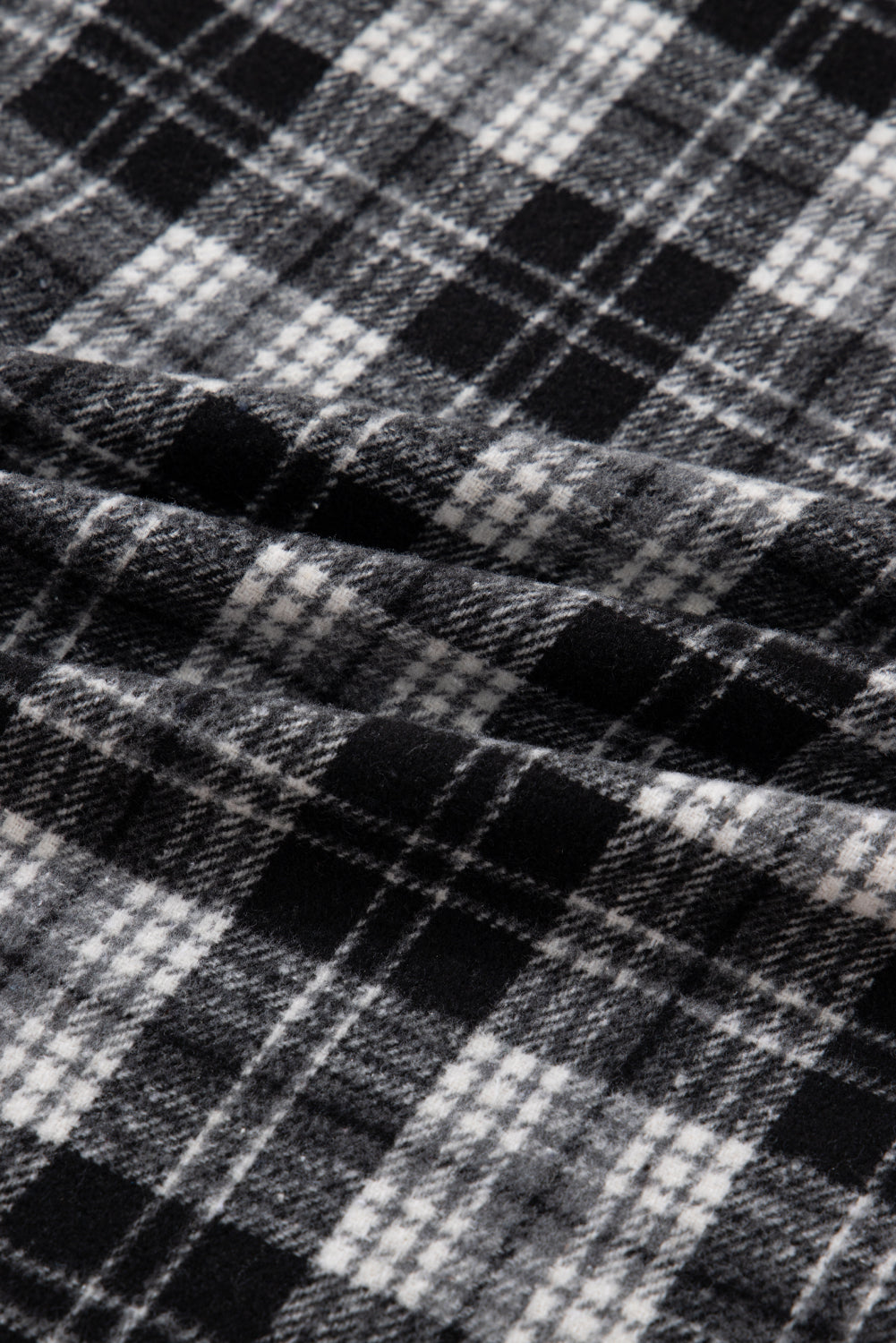 Plaid Collared Zip-Up Long Sleeve Mini Dress