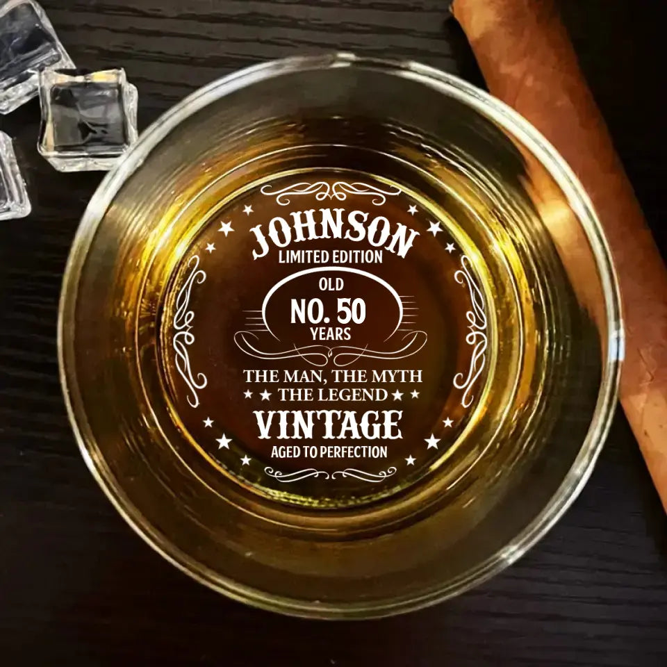 Personalized Vintage Engraved Whiskey Glass - Birthday Gift Idea For Father/Friend - The Man The Myth The Legend