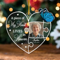 Personalized Memorial Acrylic Ornament - Upload Photo - Christmas/Memorial Gift Idea For Family Member - A Piece Of My Heart Lives In Heaven