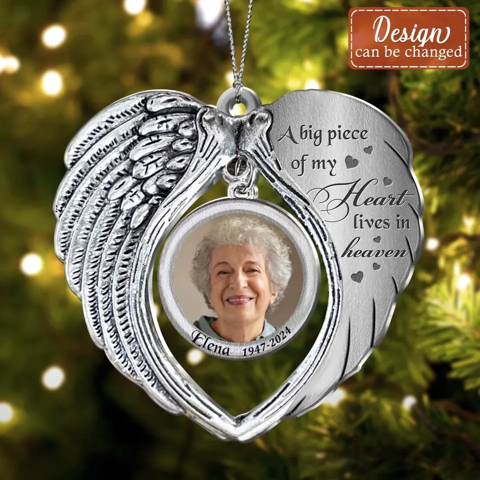 Custom Personalized Memorial Aluminum Ornament - Christmas Gift Idea For Family Member - Upload Photo - Your Wings Were Ready But My Heart Was Not
