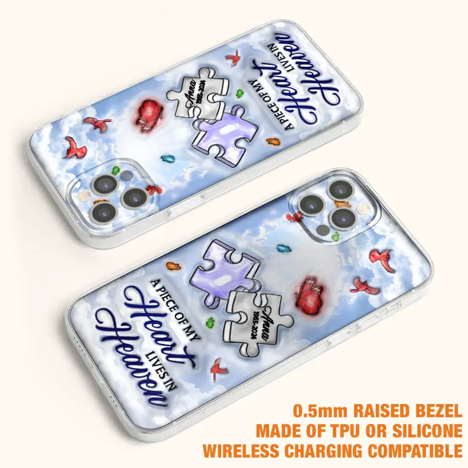 Personalized Memorial Piece Phone Case - Memorial Gift Idea - Case For iPhone/Samsung - A Piece Of My Heart Lives In Heaven