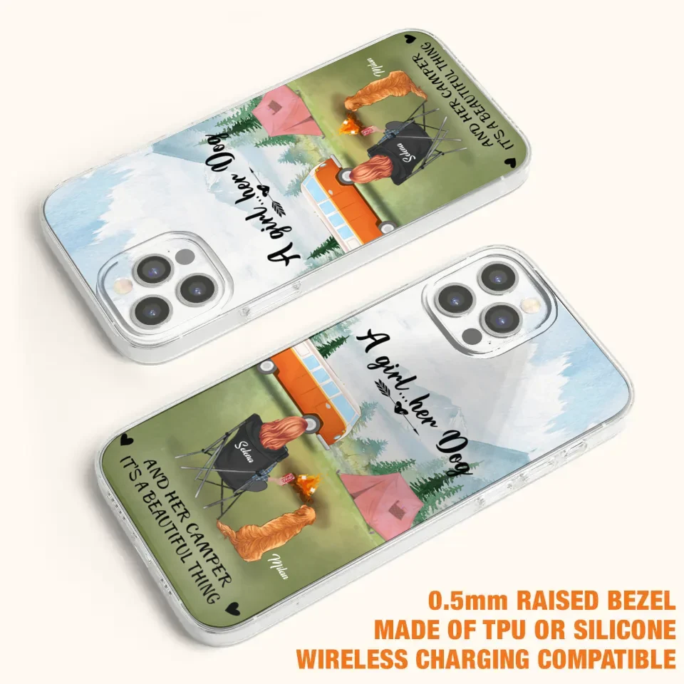 Custom Personalized Dog Mom Camping Phone Case - Mom With Upto 4 Dogs - Best Gift For Dog Lovers - For iPhone And Samsung Phone Case