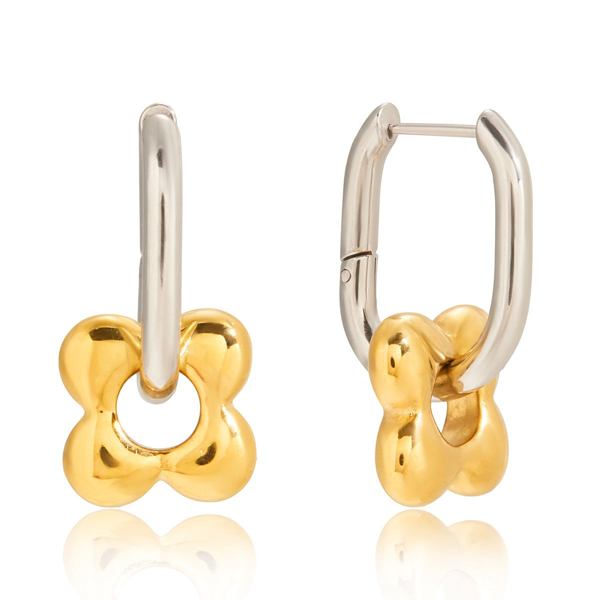 18K Gold Floral Hoop Earrings