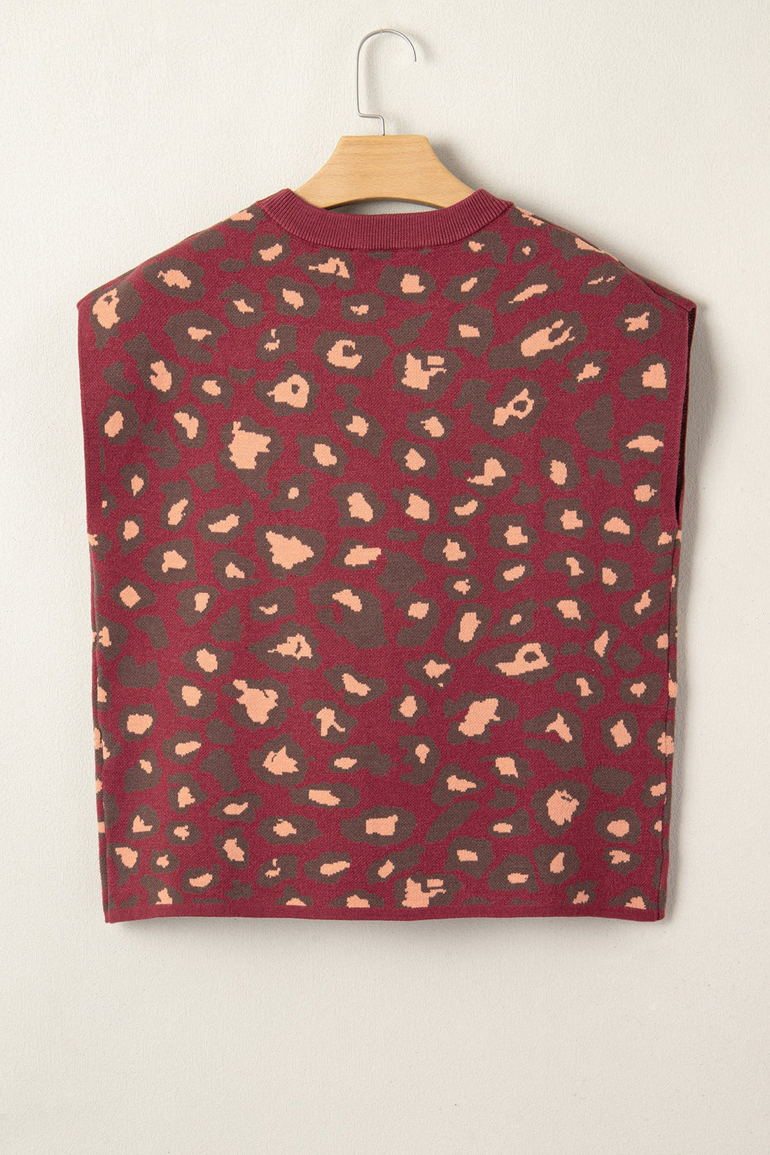 Leopard Cap Sleeve Textured Knit Top