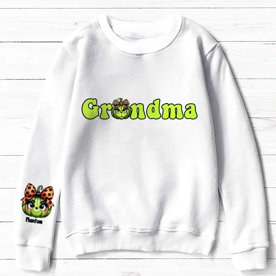Personalized Grinc Mama/Grandma AOP Sweater - Up to 6 Kids - Halloween Gift Idea For  Mother/Grandmother