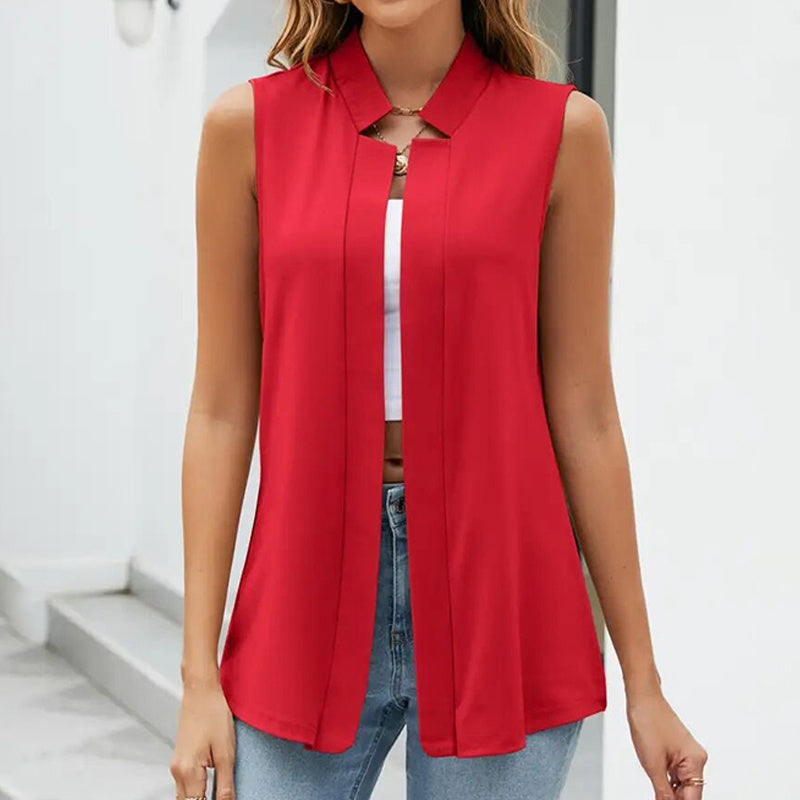Women's Sleeveless Stand-Collar Open Front Cardigan Vest - Image 2