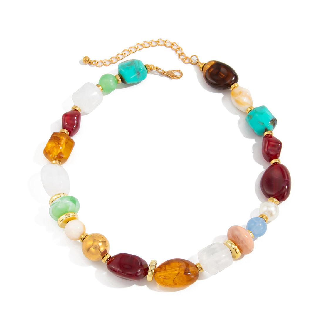 Bohemian Colorful Resin Bead Necklace Layered Statement Jewelry