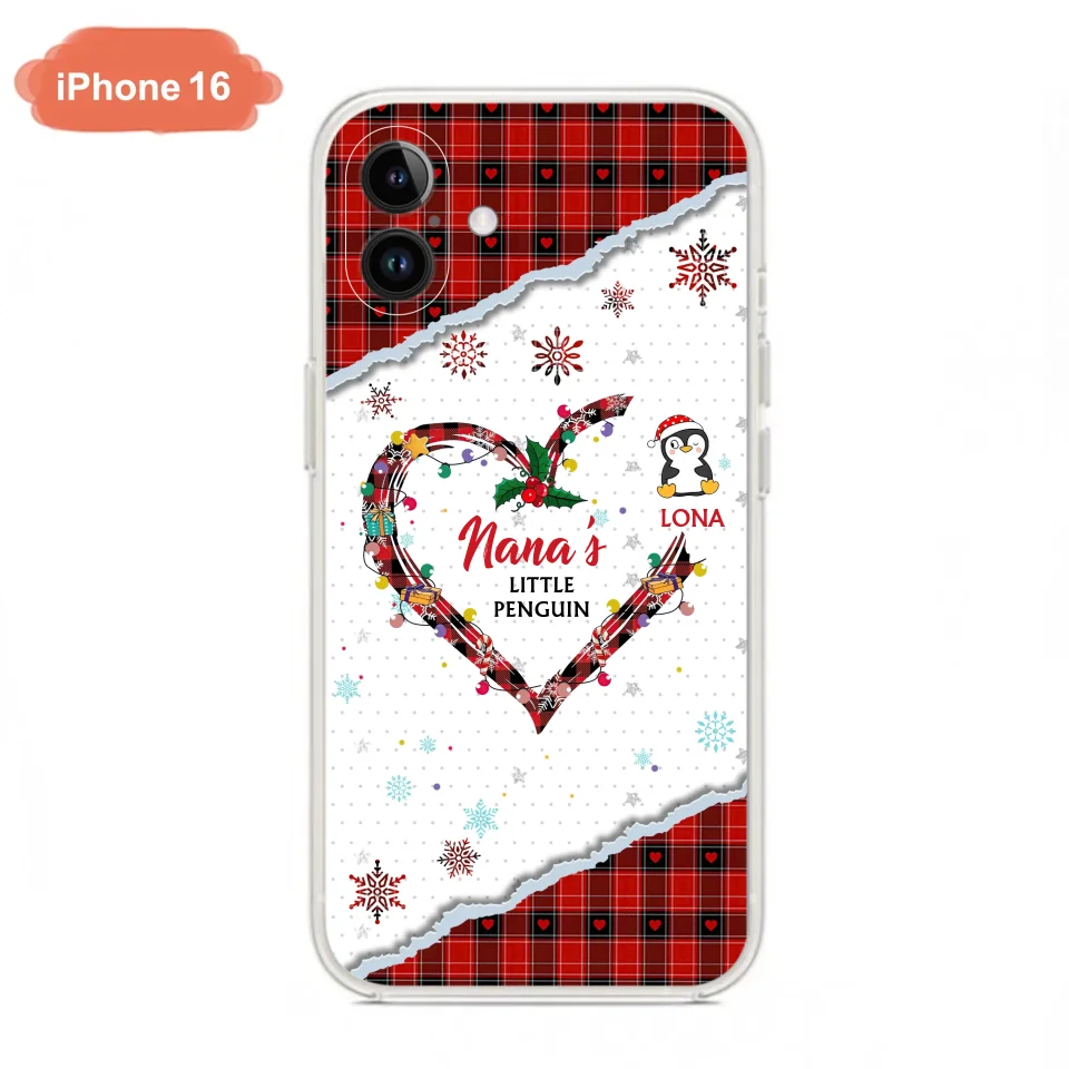 Personalized Christmas Nana Phone Case - Gift Idea For Grandma - Up to 10 Penguins -  Case For iPhone/Samsung