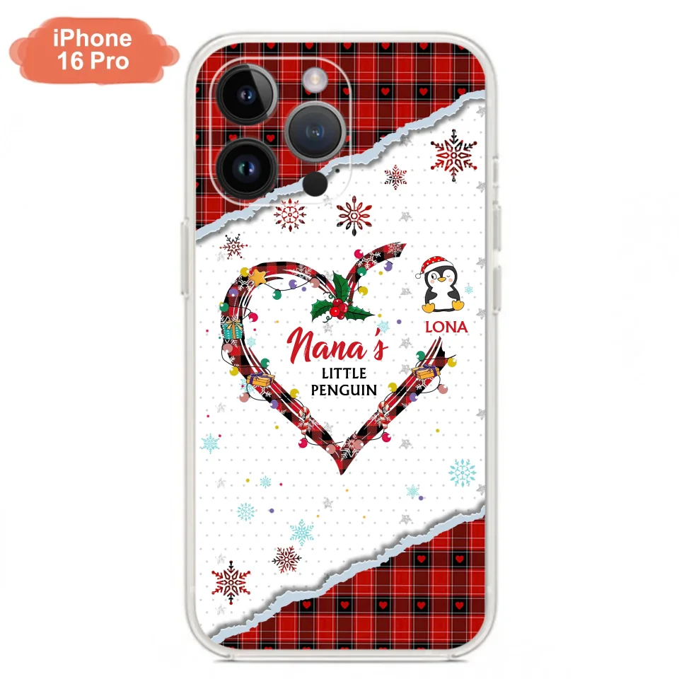 Personalized Christmas Nana Phone Case - Gift Idea For Grandma - Up to 10 Penguins -  Case For iPhone/Samsung