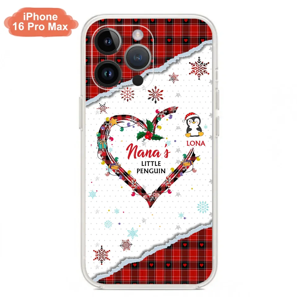 Personalized Christmas Nana Phone Case - Gift Idea For Grandma - Up to 10 Penguins -  Case For iPhone/Samsung