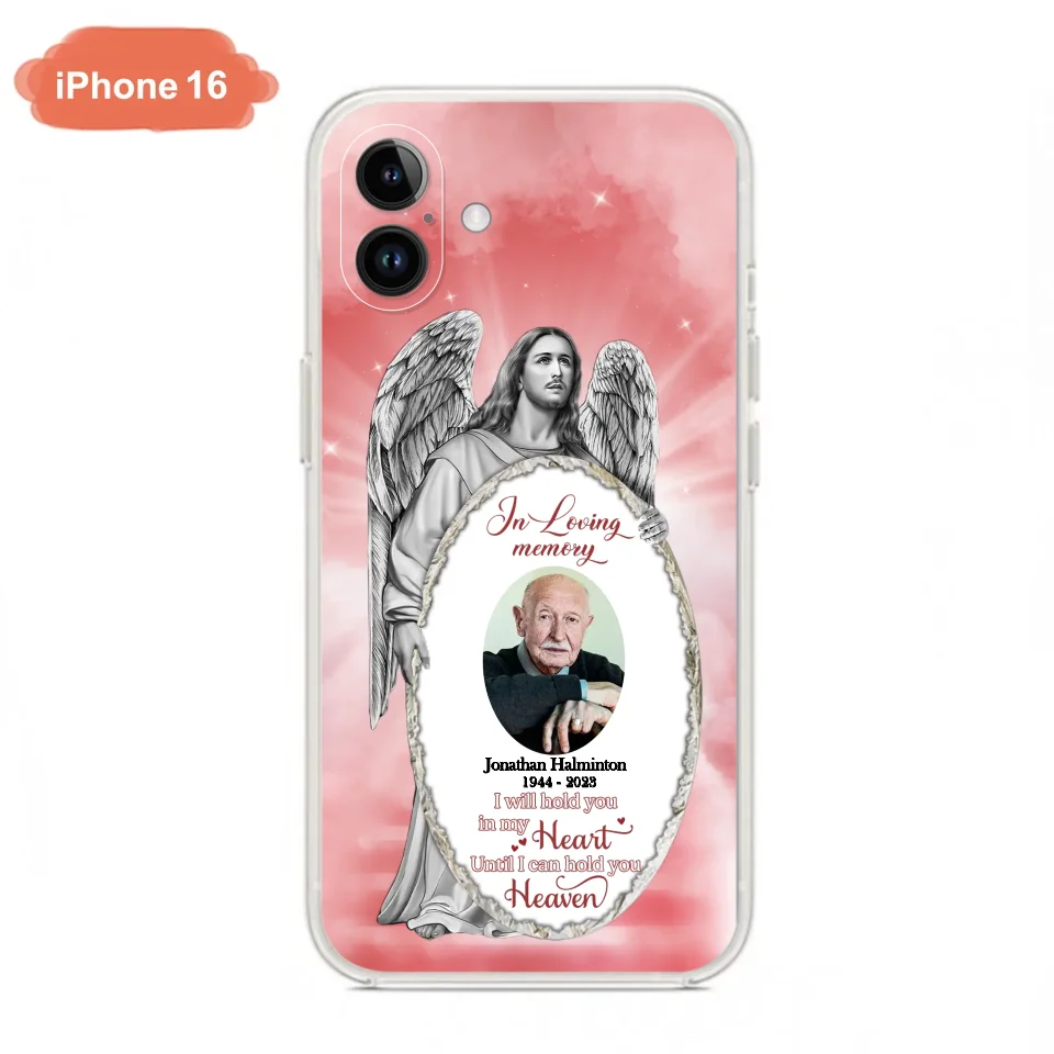 Custom Personalized Jesus Christ Memorial Photo Phone Case - Memorial Gift Idea For Family Member - I Will Hold You in My Heart Until I Can Hold You in Heaven - Case For iPhone/Samsung