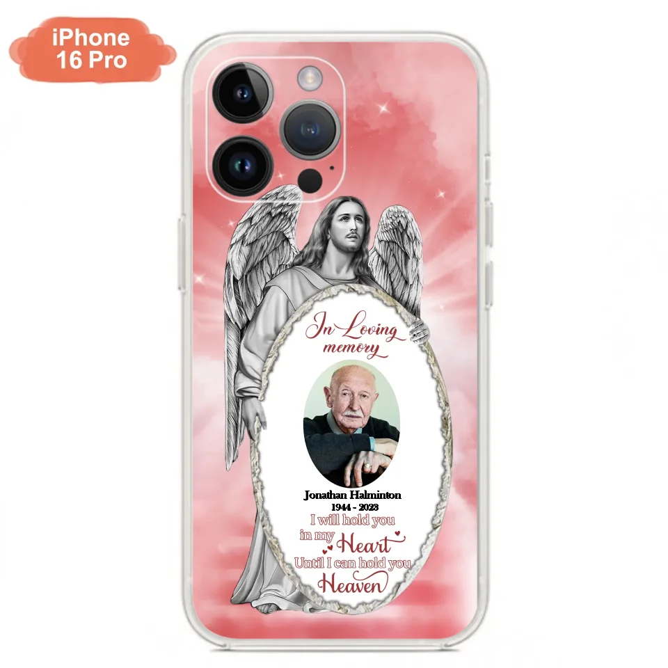 Custom Personalized Jesus Christ Memorial Photo Phone Case - Memorial Gift Idea For Family Member - I Will Hold You in My Heart Until I Can Hold You in Heaven - Case For iPhone/Samsung