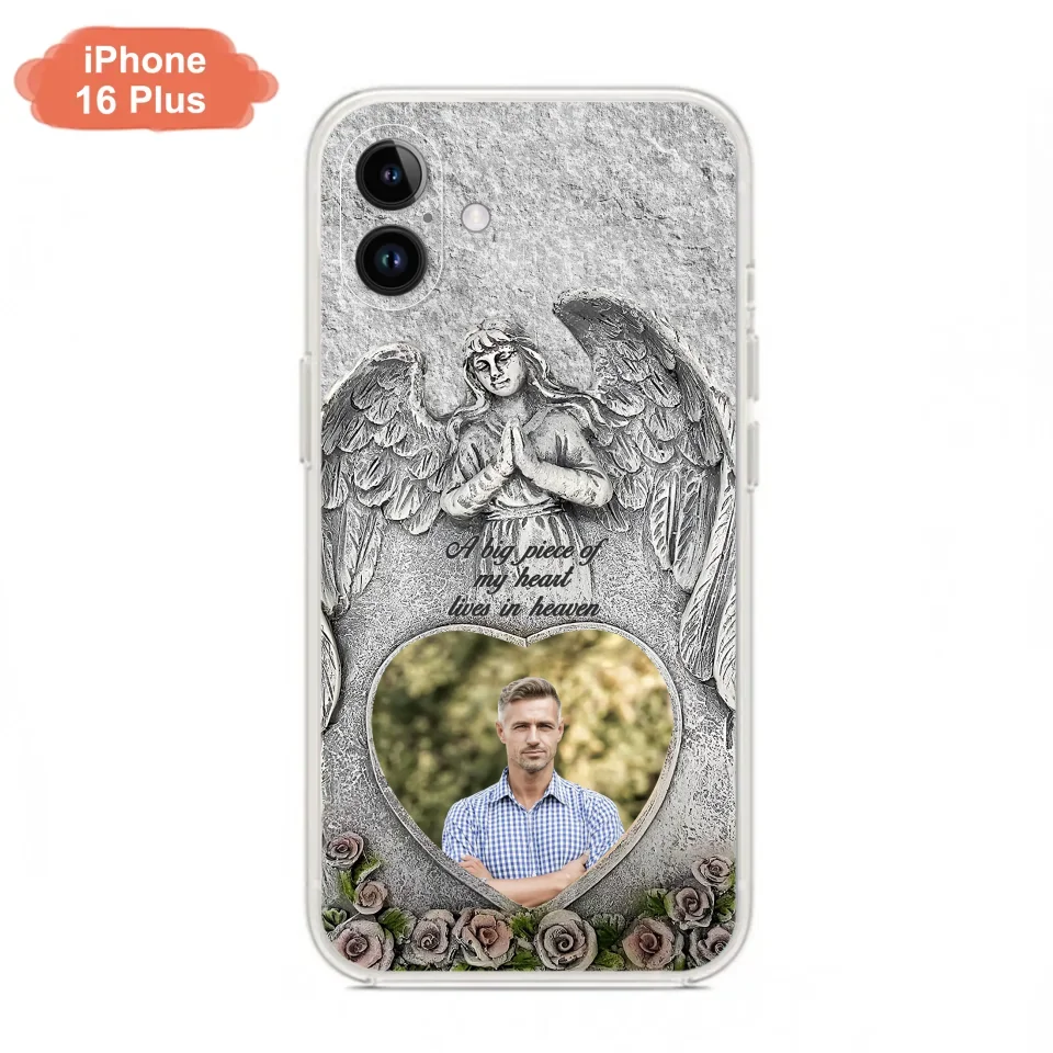 Custom Personalized Memorial Photo Phone Case - Memorial Gift Idea For Family Member - A Big Piece Of My Heart Lives In Heaven - Case For iPhone/Samsung