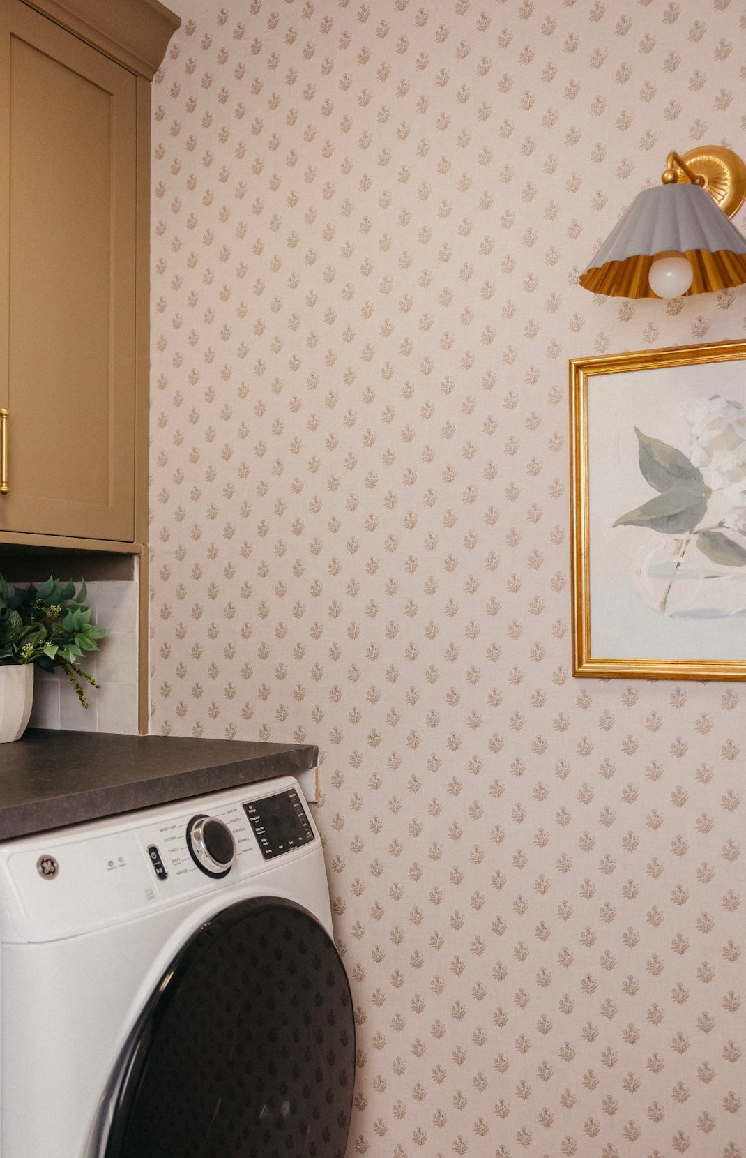 Mulberry Court Floral Removable Wallpaper in Beige and Brown