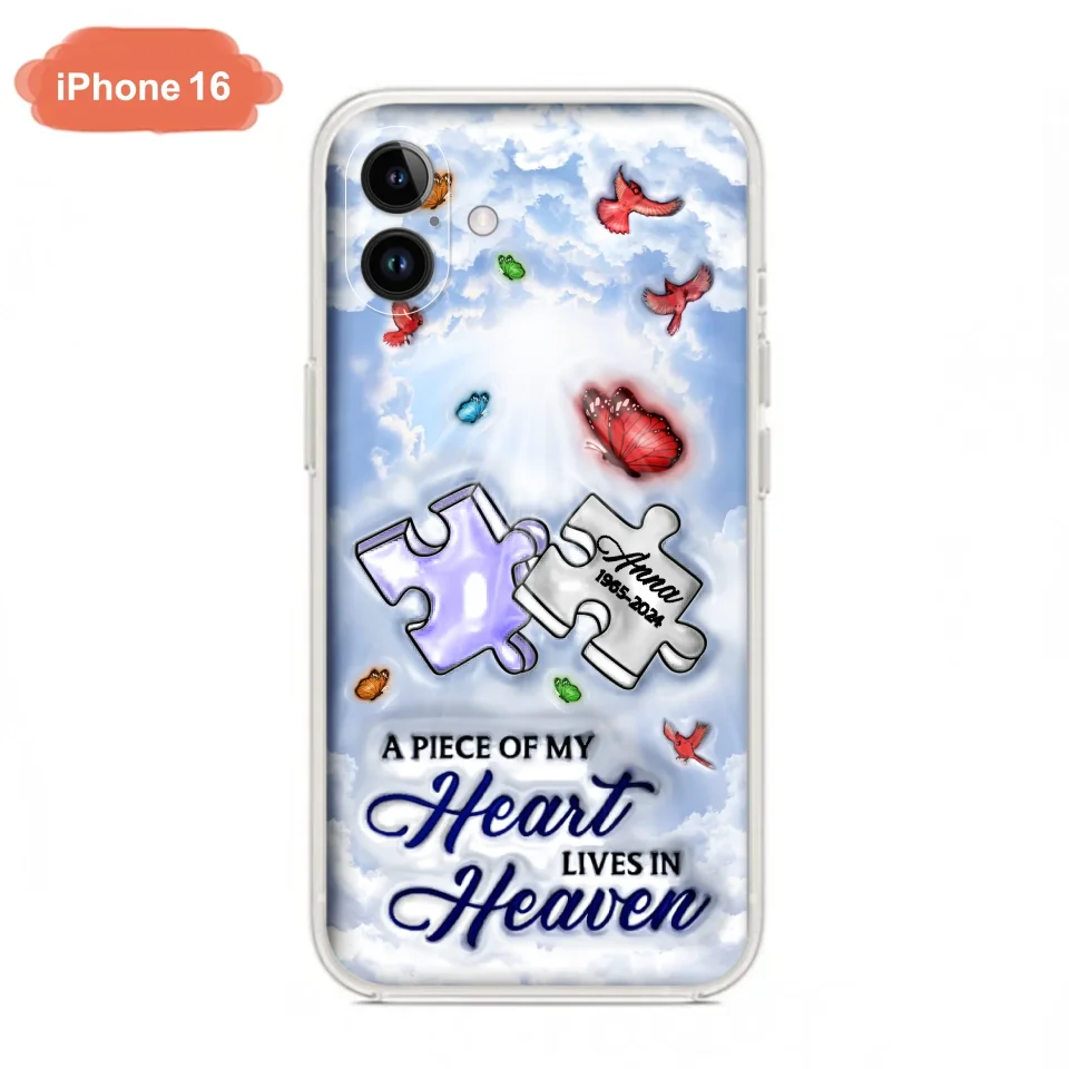 Personalized Memorial Piece Phone Case - Memorial Gift Idea - Case For iPhone/Samsung - A Piece Of My Heart Lives In Heaven