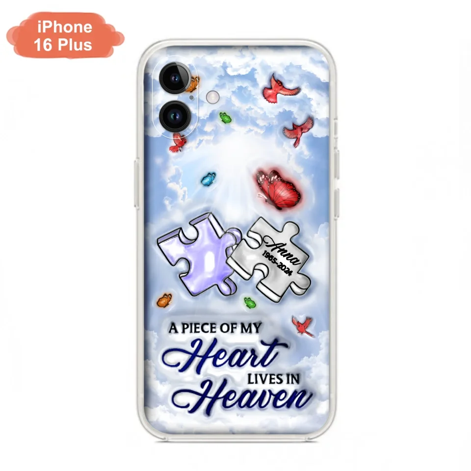 Personalized Memorial Piece Phone Case - Memorial Gift Idea - Case For iPhone/Samsung - A Piece Of My Heart Lives In Heaven