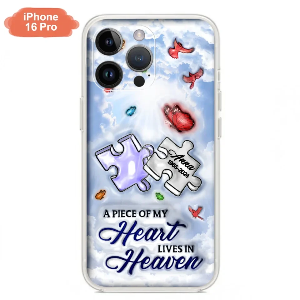 Personalized Memorial Piece Phone Case - Memorial Gift Idea - Case For iPhone/Samsung - A Piece Of My Heart Lives In Heaven