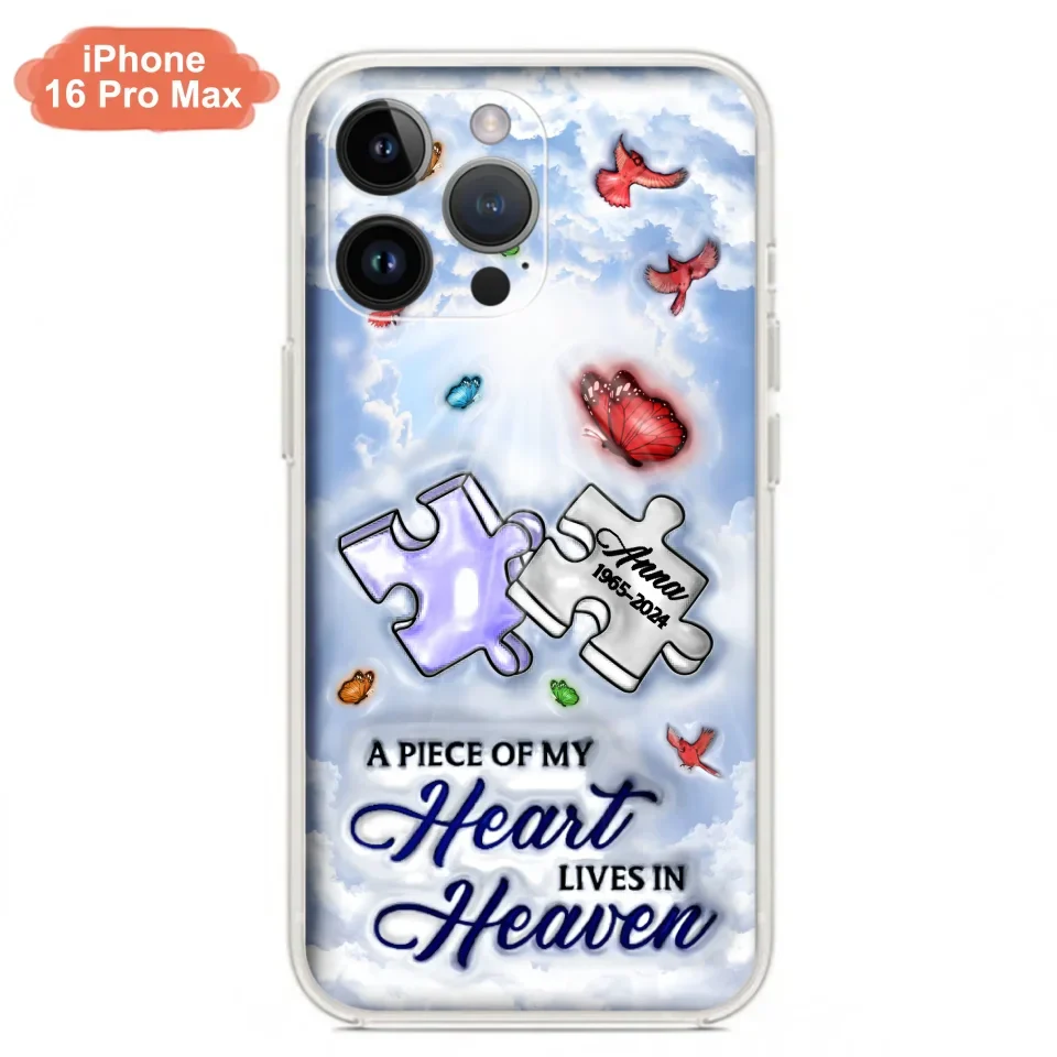 Personalized Memorial Piece Phone Case - Memorial Gift Idea - Case For iPhone/Samsung - A Piece Of My Heart Lives In Heaven