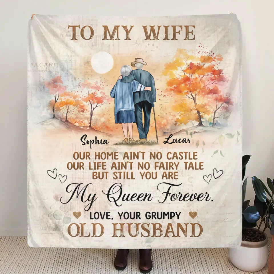 Personalized Old Couple Quilt/Fleece Throw Blanket - Gift Idea For Wife From Husband - Still You Are My Queen Forever