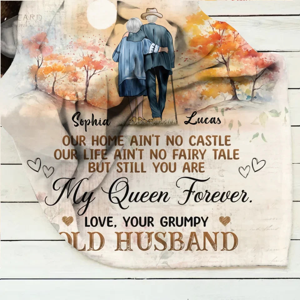 Personalized Old Couple Quilt/Fleece Throw Blanket - Gift Idea For Wife From Husband - Still You Are My Queen Forever