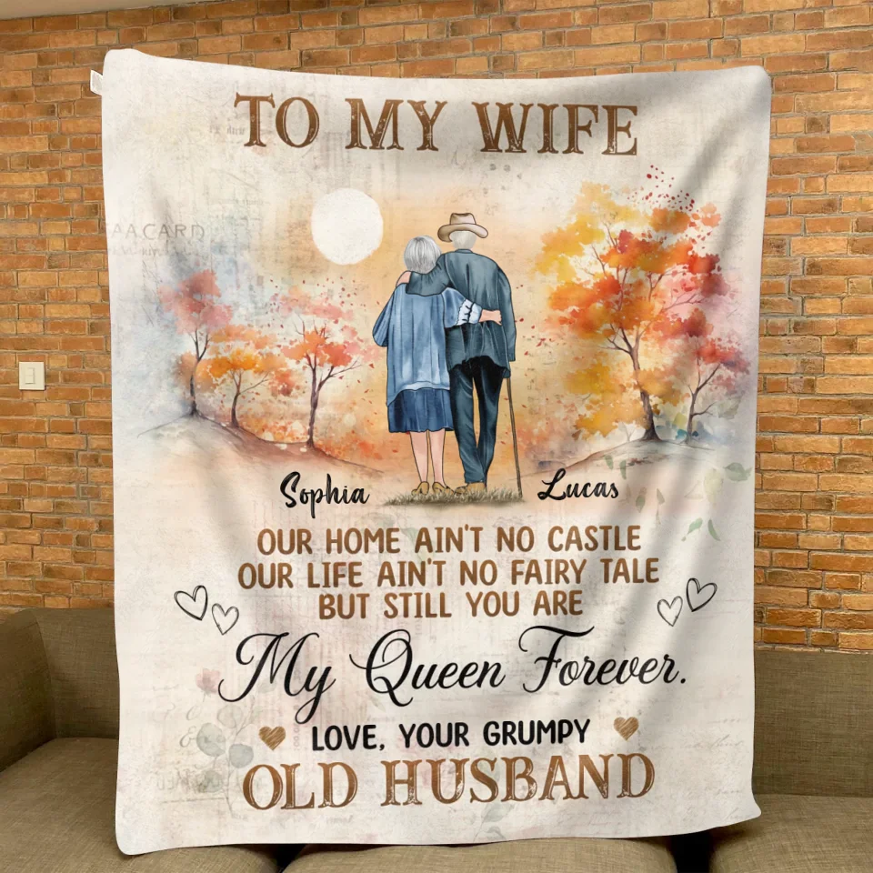 Personalized Old Couple Quilt/Fleece Throw Blanket - Gift Idea For Wife From Husband - Still You Are My Queen Forever