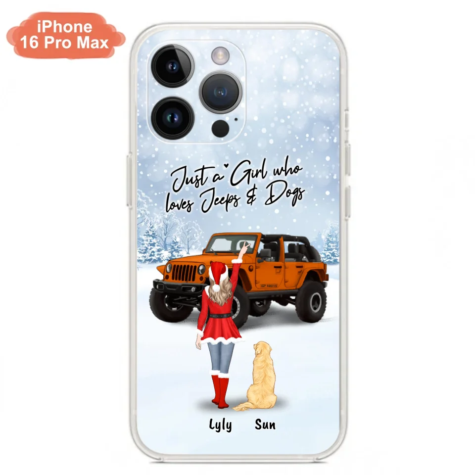 Custom Personalized Christmas Off-road Girl Phone Case - Girl With Upto 4 Pets - Christmas Gift For Dog/ Cat Lover - Just A Girl - Case For iPhone And Samsung
