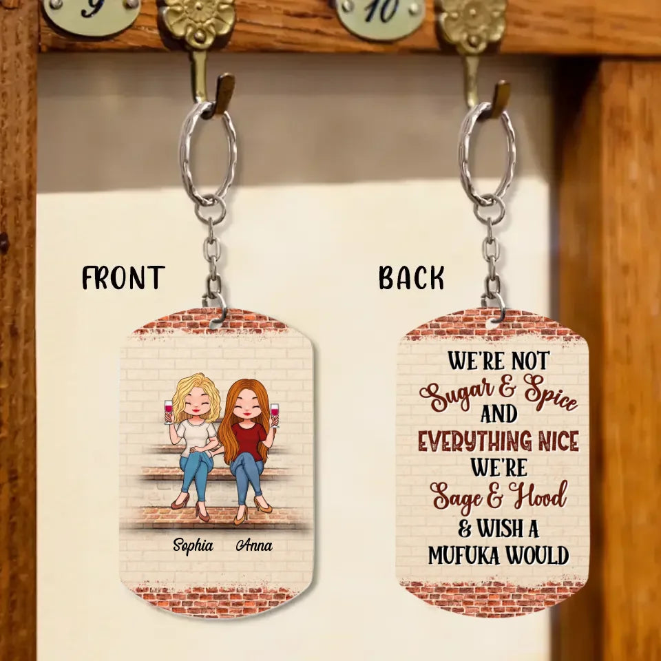 Personalized Besties Keychain - Up to 4 People - Gift Idea For Friends/Besties/Sisters - We Go Together Like Drunk And Disorderly