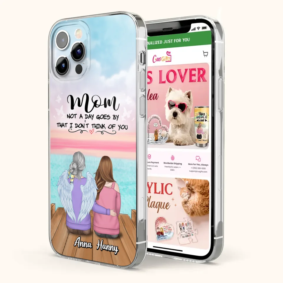Custom Personalized Memorial Mom/ Dad Phone Case - Memorial Gift Idea - Not A Day Goes By That I Don't Think Of You - Case For iPhone And Samsung