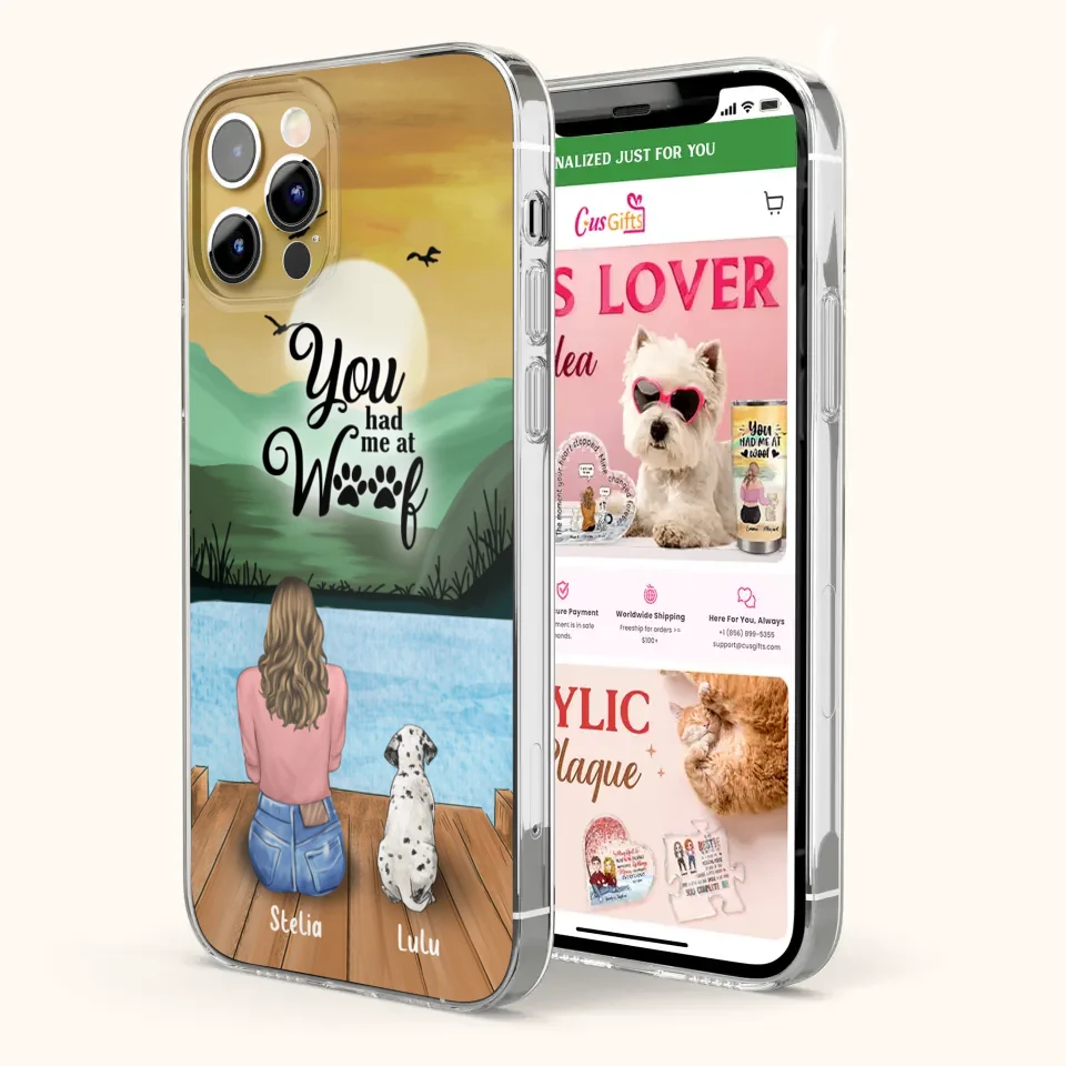 Personalized Dog Mom Phone Case - Gifts For Dog Lover With Up to 4 Dogs - You Had Me At Woof - The New Version for iPhone 16 Series