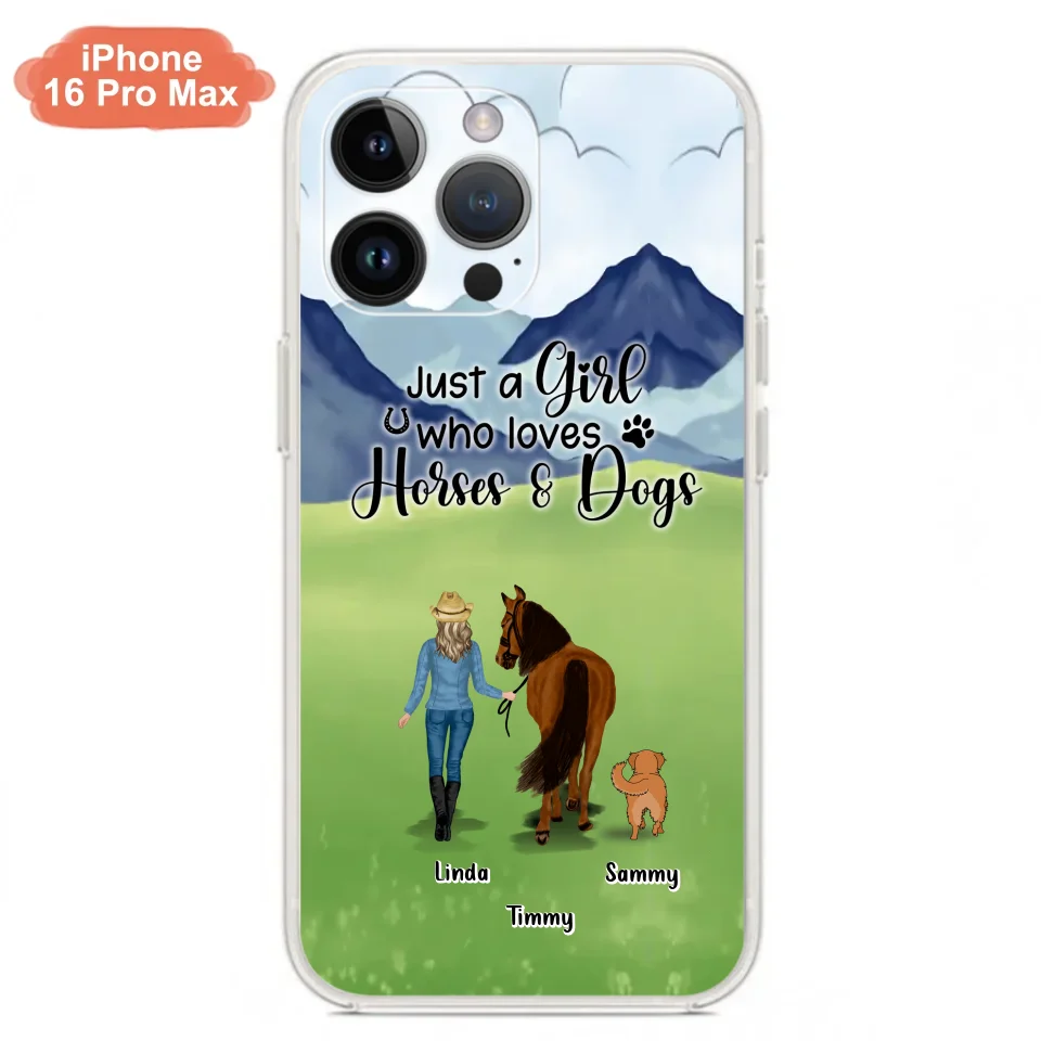 Personalized Horse & Dog Phone Case - Gift Idea For Horse/Dog Lovers With Up To 2 Horses And 4 Dogs - Just A Girl Who Loves Horses & Dogs - Cases For iPhone & Samsung