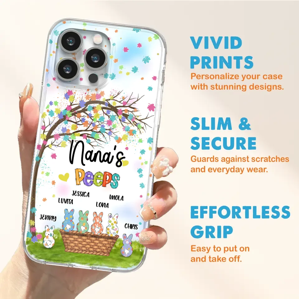Custom Personalized Nana's Peeps Phone Case- Gift Idea For Easter Day - Upto 6 Bunnies - Nana's Peeps - Cases For iPhone & Samsung