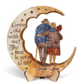 Personalized Old Couple Moon 2 Layered Wooden Art - Gift Idea For Couple - Grow Old With Me! The Best Is Yet To Be