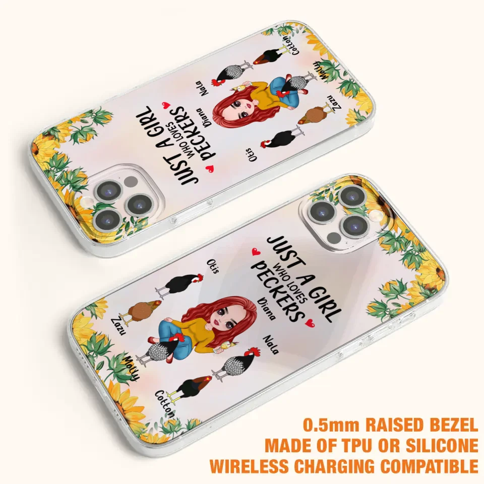 Personalized Chickens Phone Case - Up to 5 Chickens - Just A Girl Who Loves Peckers