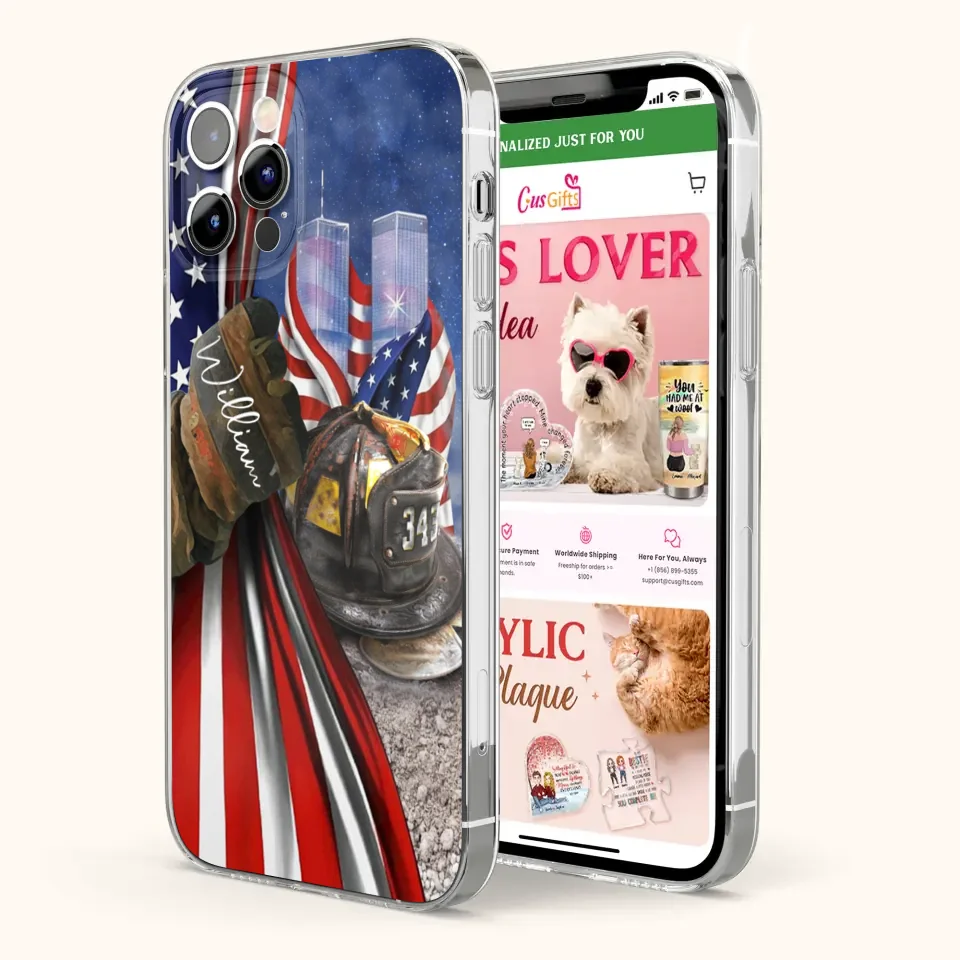 Personalized Fire Fighter Phone Case - Gift Idea For 4th Of July Day - Cases For iPhone And Samsung