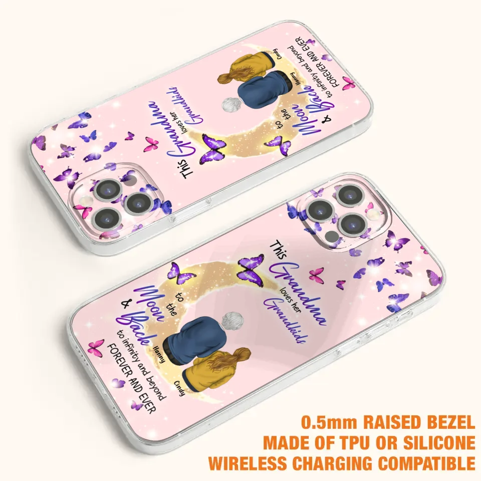 Custom Personalized Grandma Phone Case - Up to 4 Kids - This Grandma Loves Her Grandkids To The Moon And Back
