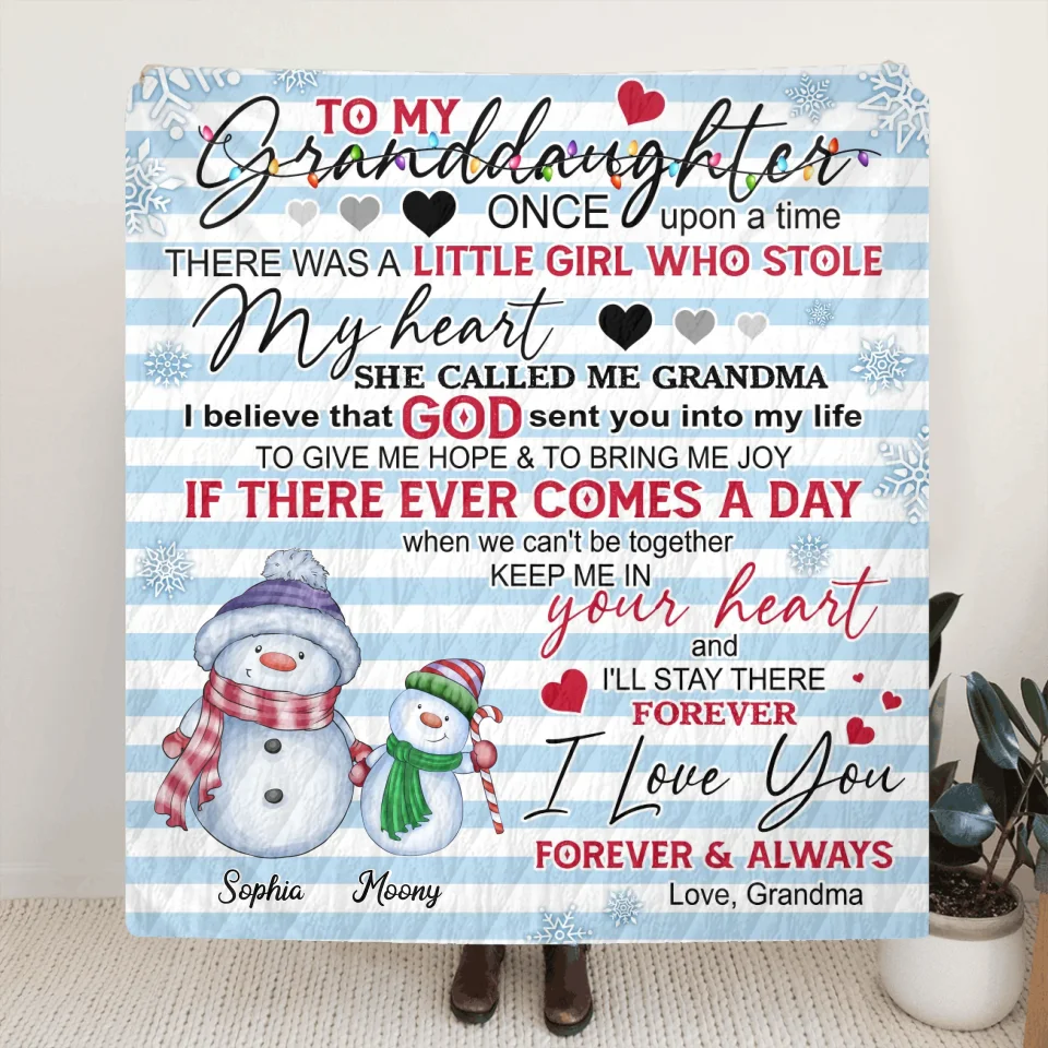 Personalized Grandma Quilt/Fleece Throw Blanket - Gift Idea For Grandma - Up to 5 Grandkids - I Love You Forever & Always
