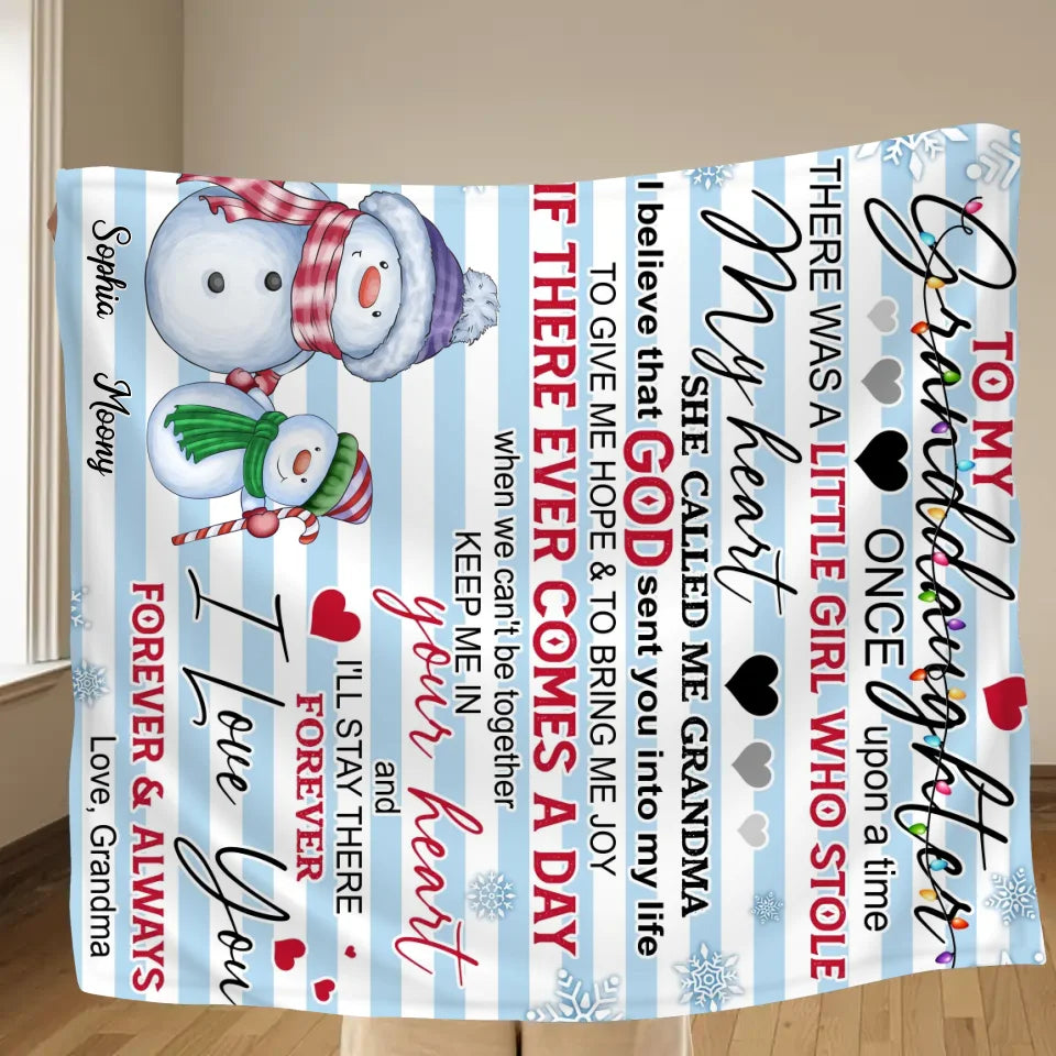 Personalized Grandma Quilt/Fleece Throw Blanket - Gift Idea For Grandma - Up to 5 Grandkids - I Love You Forever & Always